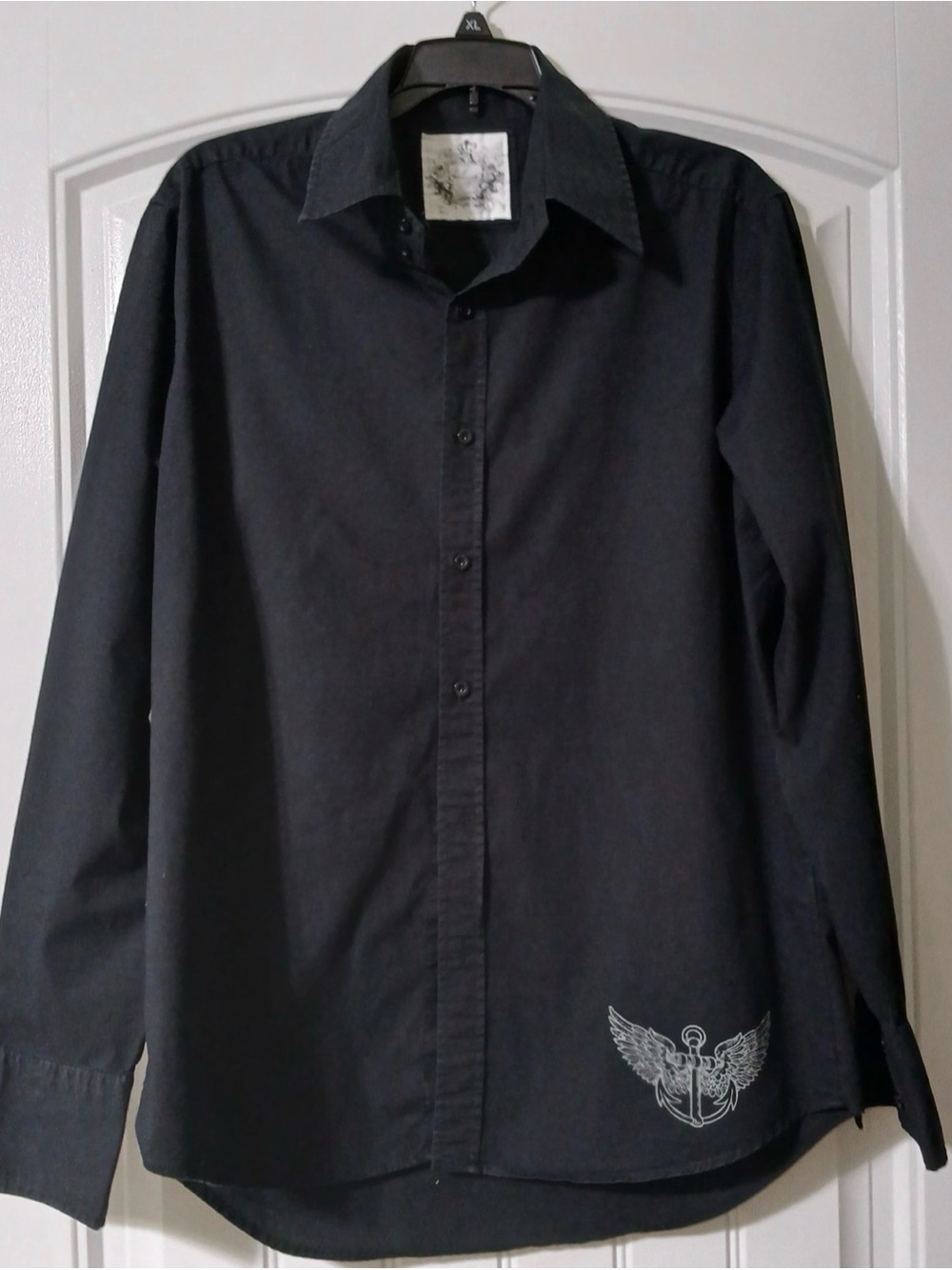Level Ten Shirt Sz L Men Button-down Black Long Sleeve Y2K Western Grunge Goth